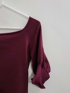Burgundy Bell Sleeve Crop Top