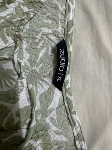 Zudio Green And white Dress