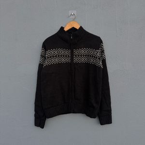 Patterned Zip-Up Sweater
