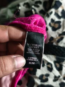 I. Hot Pink Lace Thong Panty