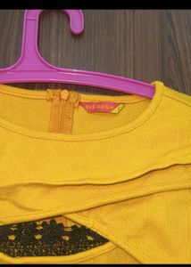 Winter wear Solid Mustard yellow Kurta