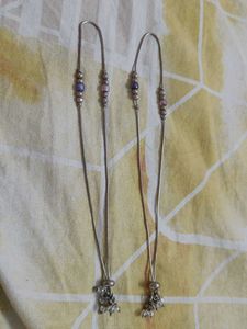 Silver Anklet With Adjustable Feather
