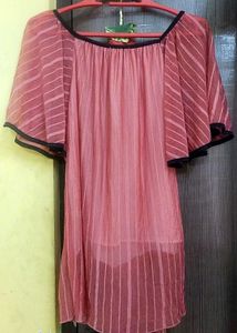 2 Combo Pink Striped Detail Top Blue T Shirt