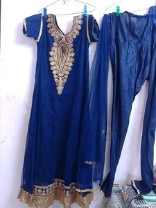Elegant Blue &amp; Gold Salwar Suit,new