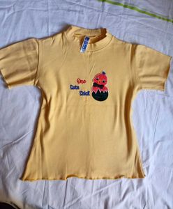 Pure Cotton Ribbed Tshirt With Chick Partner