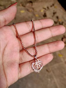 Rose Gold Heart Pendant And Chain
