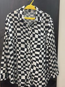 Checkered Print Button-Down Shirt