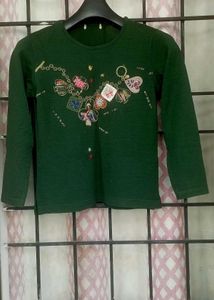 Girls' Green Long Sleeve Top