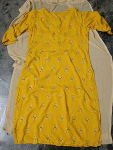 Yellow Printed Kurti