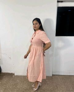 Peach Colour Midi Dress