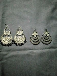 Combo Silver Tone Statement Earrings