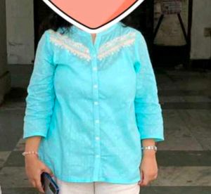 Global Desi Brand Sky Blue Colour Top