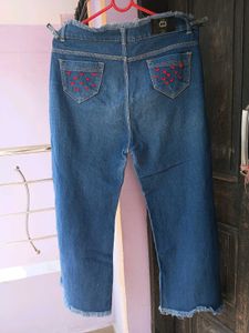 Wide Leg Jeans With Little Hearts