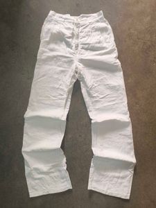 Vintage &#39;White Linen&#39; High-Waist Trousers