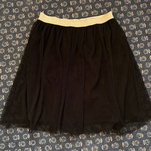 Black Tulle Skirt with Gold Waistband