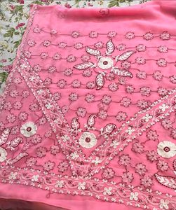 LUCKNOWI Pink Chikan Saree