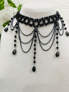Black Unique Design Beaded Neckpiece