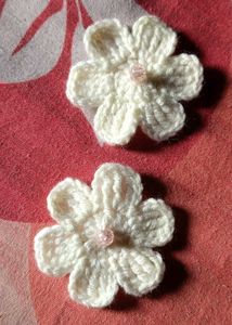 Blue Crochet Flower Hair Clip