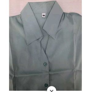 Grey 3/4 Sleeve Button-Down Top