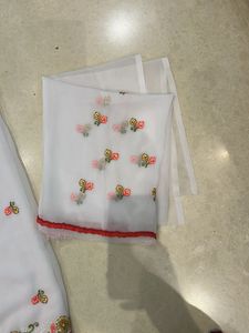 White Embroidered  Saree
