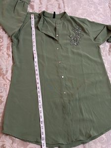 Olive Green Embellished Coordset