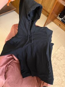 Black Hoody With Neck Mask Attached