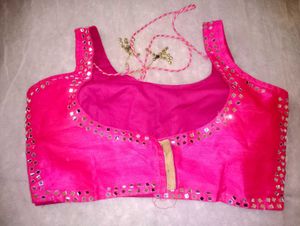 Pink Mirror Work Blouse
