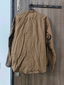 Mandarin Collar Brown Shirt