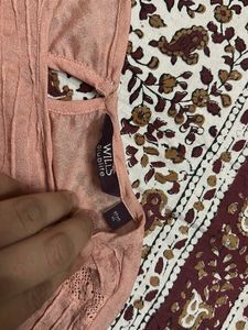 Peach Top with Lace Detail