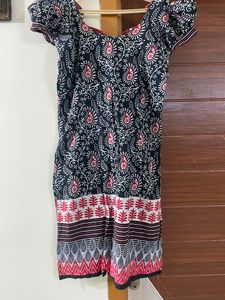 Patterned Kurti With Red &amp; Black