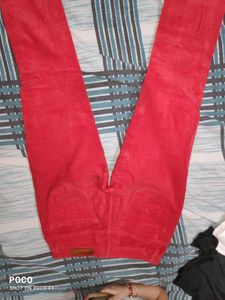 pretty red velvet jeans.