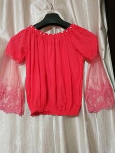 Off Shoulder Top Sleeves Net
