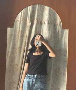 Black Square Neck Top