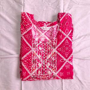 Red Embroidered Kurta