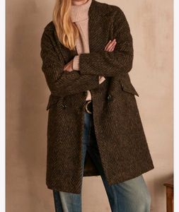 korean Herringbone Wool Blend Coat