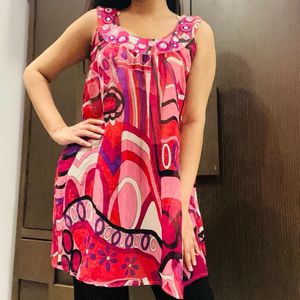 Pink Top With Beautiful Work On Neckline