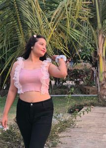 Pink Ruffle Crop Top