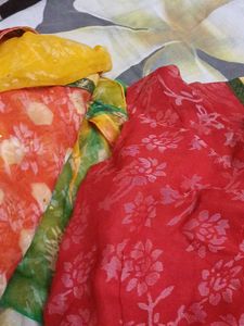 New Yellow Red Saree