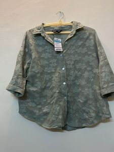 Green Cotton Schiffled Top Ladies
