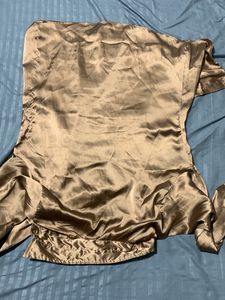 Golden Party Hour Satin Shirt With Buttons And Collar