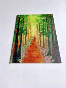 Green Forest View Hand-painted Painting