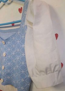 Cute Blue Korean Knit Top.