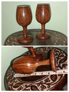 New Handcrafted Wooden Goblet Set Of 2