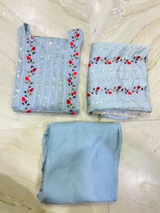 Powder Blue Floral Embroidered Salwar Kameez