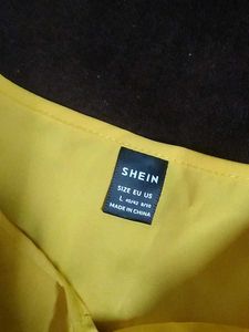 Shein Yellow Lace Sleeve Blouse