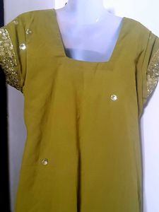 Olive Green Embellished Kurti