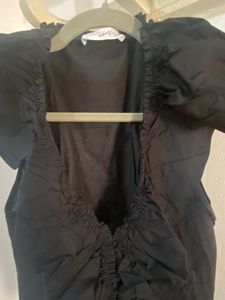 Mango Black Ruffles Top
