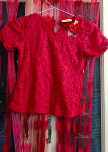 Sparkling Red Lace Top for Girls