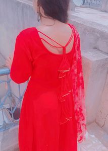 cherry red Anarkali suit❤️