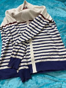 Striped Zip-Up Sweater + free gift